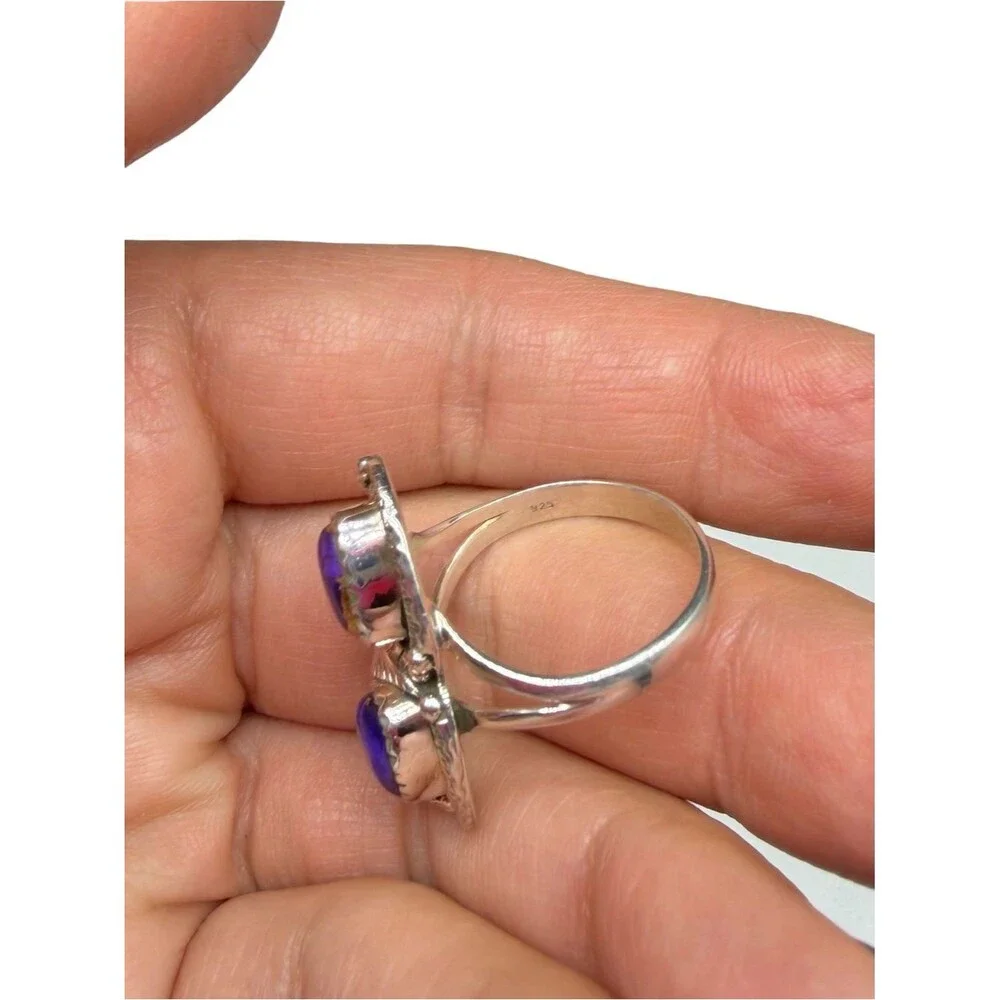 Kingman Purple Copper Turquoise Ring Size 8.5 Solid 925 Sterling Silver